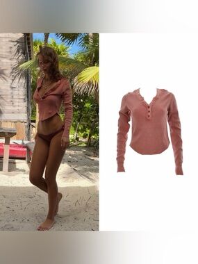 Cropped Waffle Henley As Seen On Tumblr & Pintrest